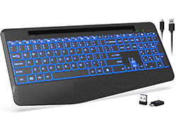 Wrist Rest Wireless Keyboard with 7 Colored Backlits
