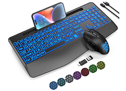Wireless Keyboard and mouse USB Lighted Large Print Keyboards